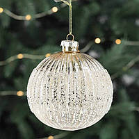Новогодние стеклянные шары на ёлку "Золотой сахар" 10 см, набор 6 шт.