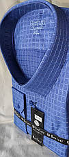 Батальна чоловіча класична сорочка в клітку Berluti vd-0100 синя з довгим рукавом Туреччина, фото 2