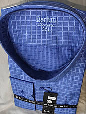 Батальна чоловіча класична сорочка в клітку Berluti vd-0100 синя з довгим рукавом Туреччина, фото 2