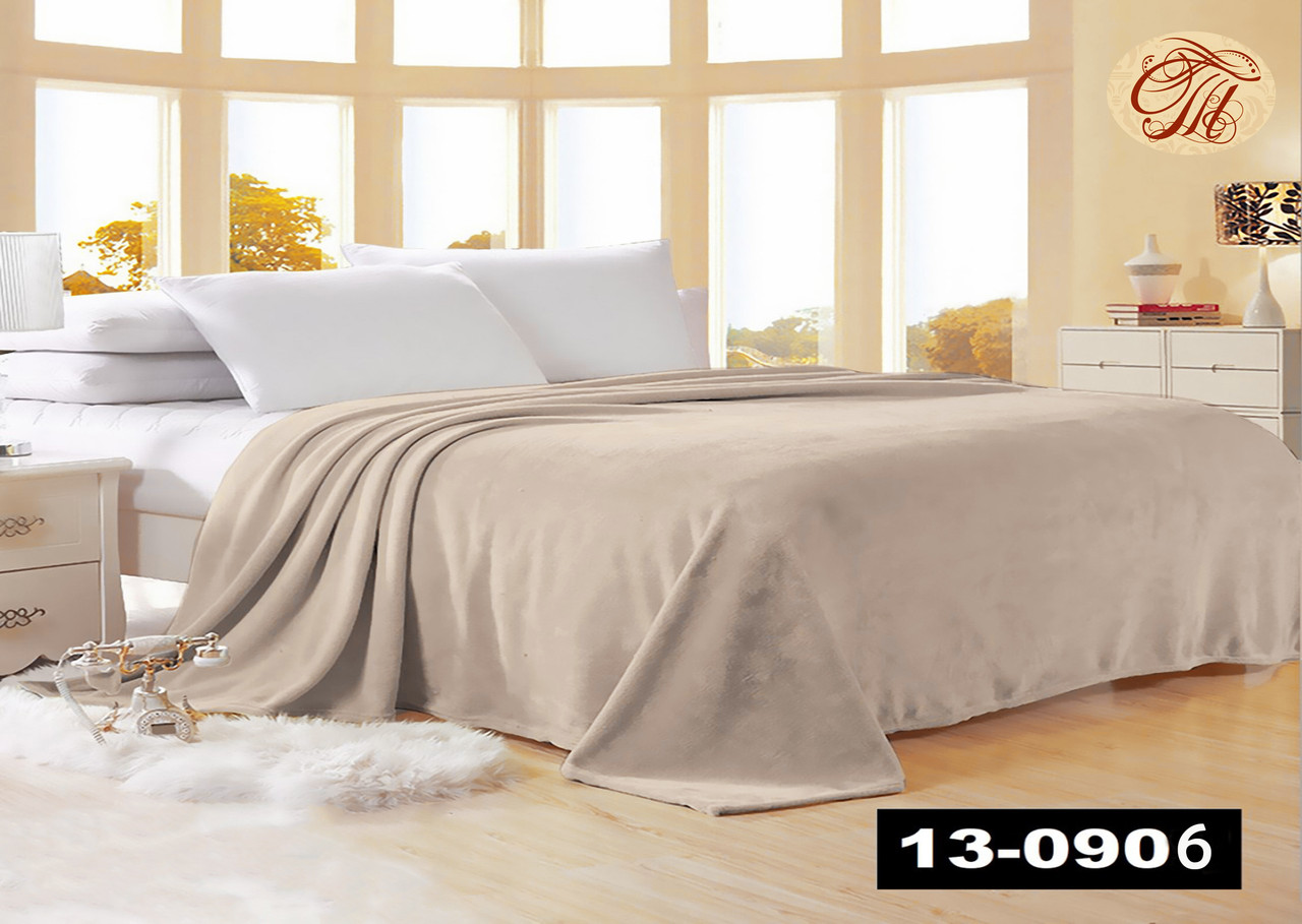 Плед із флісу Бежево-молочний (розмір 200х220), фото 1