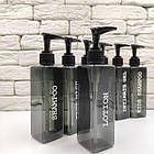 Набір дозаторів для ванної 250 мл "Султан" чорний пластик (7 шт) англ., фото 3