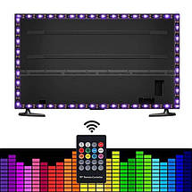 Світлодіодна стрічка 5м LED 5V 5050 + музичний контролер + адаптер RGB Комплект, фото 2