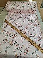 Сатин роза на розово-персиковом фоне 240см турецкая натуральная ткань 100% хлопок для постельного белья