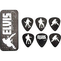 Набор Медиаторов Dunlop EPPT09 Elvis Presley Signature Elvis Silhouette Medium 6 pcs