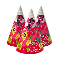 Колпачки праздничные бумажные Маленькие Пони, колпаки детские на голову набор10 шт