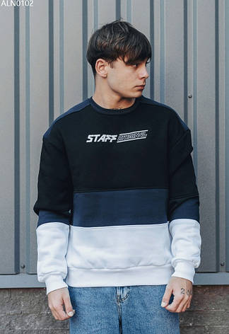 Мужской свитшот Staff retro black oversize fleece тёмно-синий ALN0102, фото 2