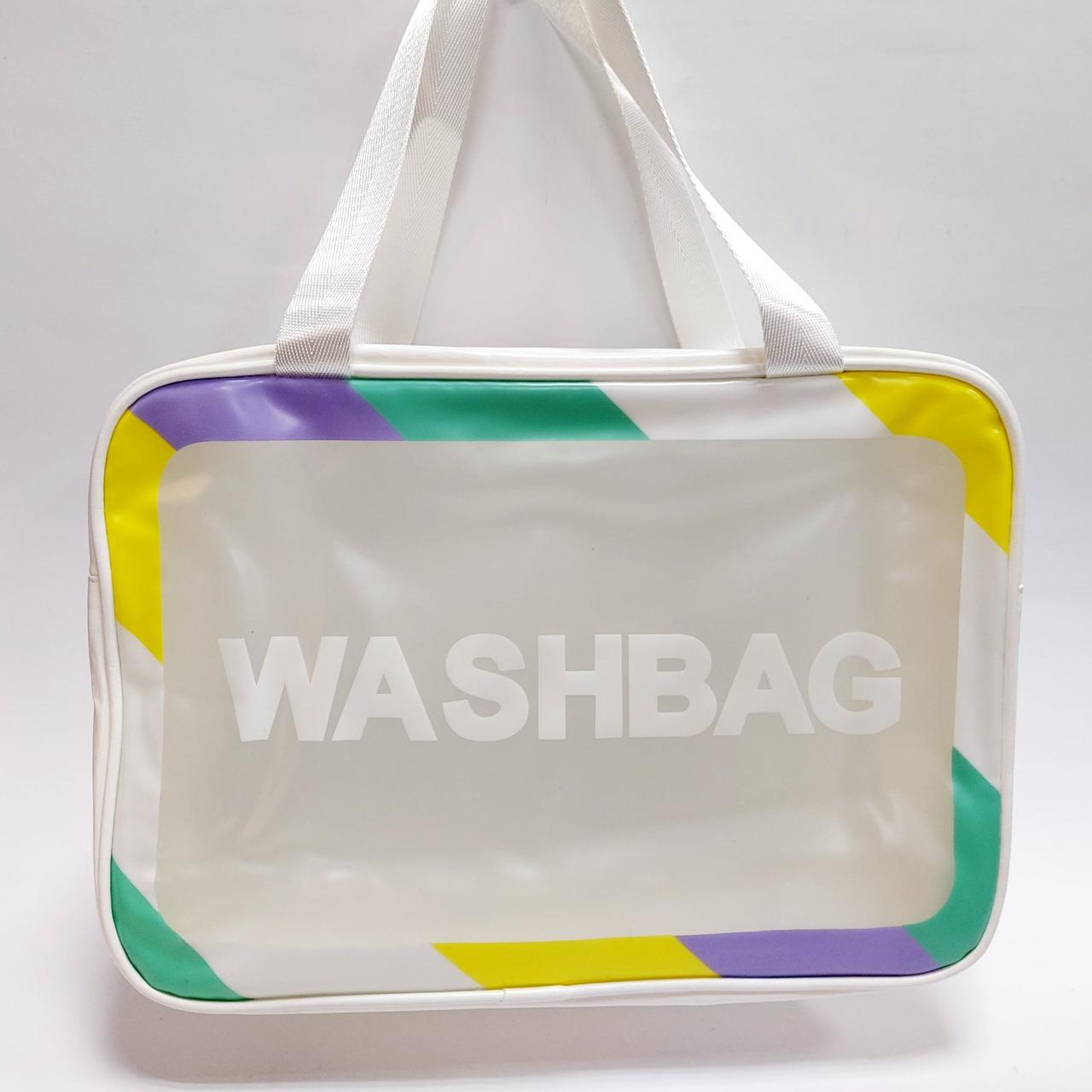 Прозора косметичка washbag біла з ручками великий розмір L