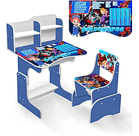 Детская парта школьная со стулом Металионы ЛДСП ПШ 001 голубая