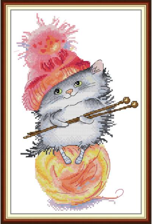 Набір для вишивання за нанесеною на канву схемою "Little hamster leans to craft". AIDA 14CT printed 22*35 см