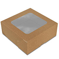 130х130Х50 50 шт Подарочная коробка с окошком для сладостей, суши, доставки еды, коробка крафт