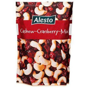 Мікс горіхів кеш'ю з журавлиною Alesto Cashew-Cranberry-Mix, 200 г, Німеччина, суміш горіхів і сухофруктів, засушені