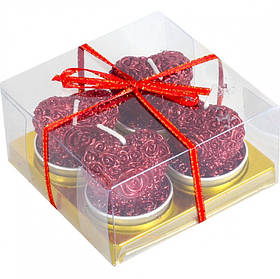 Свічки Серце з троянд Набір 4 шт Металік