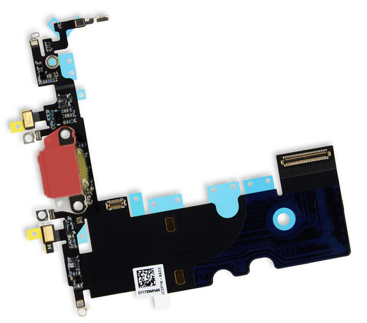Шлейф для iPhone SE 2020, з роз'ємом зарядки, з мікрофоном, червоний, оригінал (Китай), фото 1
