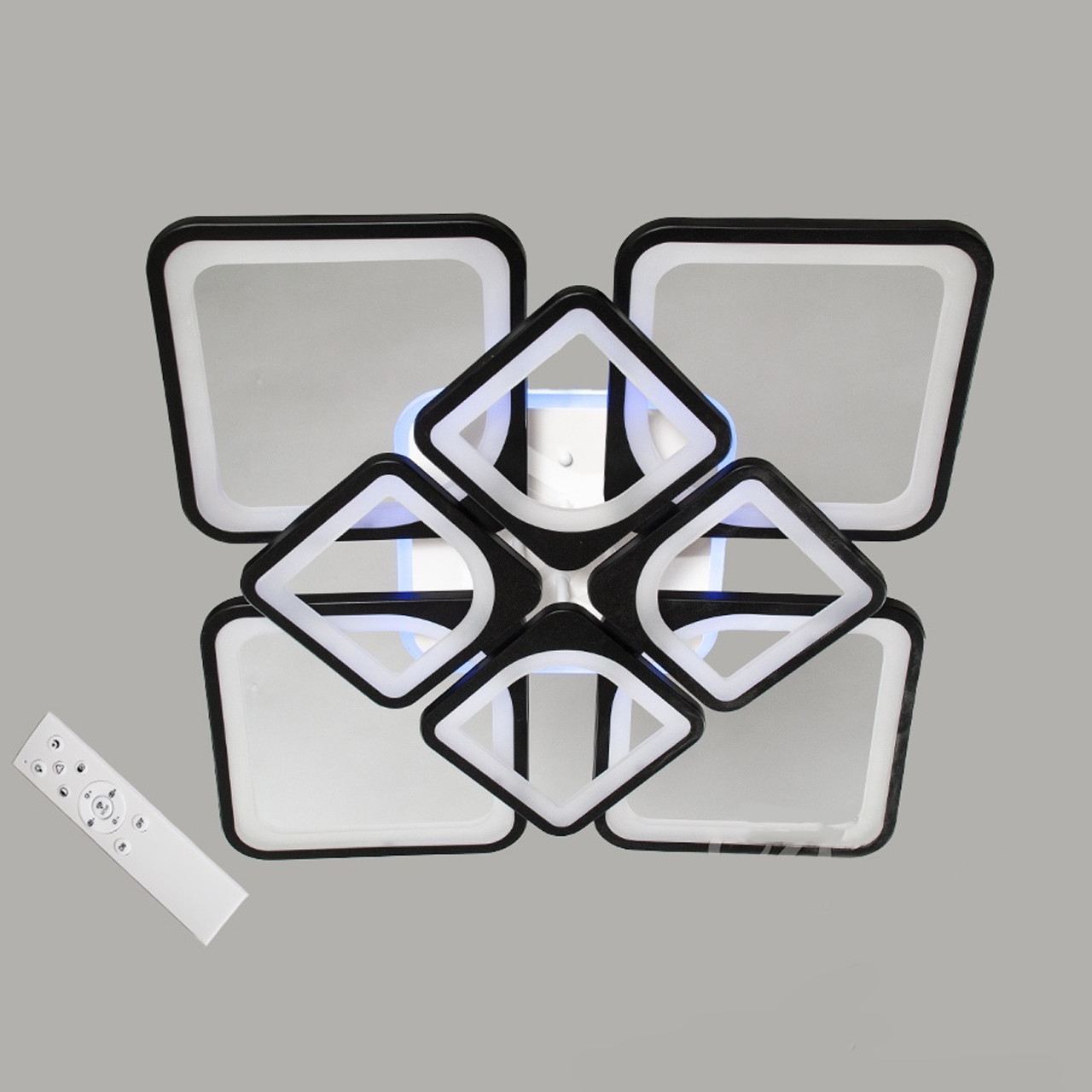 Сіра світлодіодна люстра 175 Вт 55 см на пульті д/у з діммером і підсвічуванням основи D-MX3392/4+4A GR LED, фото 1