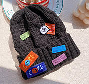 Шапка для дівчинки, дитяча шапка, шапка, чорна дитяча шапка з написами