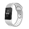 Силіконовий ремінець з перфорацією для фітнес браслета Fitbit Charge 3 / 4 - Grey&White / розмір L, фото 2