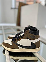 Кроссовки Nike Air Jordan 1 Retro brown/white. Найк Аир Джордан коричнево-белые