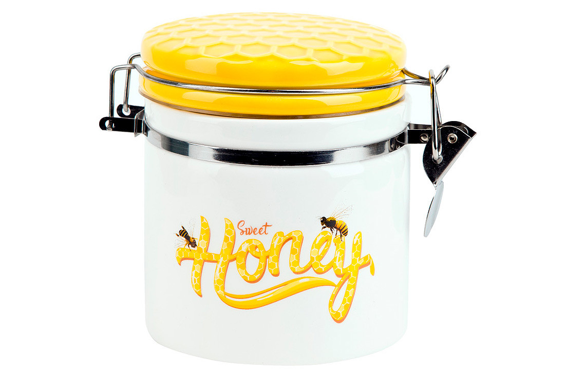 Банка керамічна 480мл з кришкою Honey ТОВАР ВІД ВИРОБНИКА Тренд!