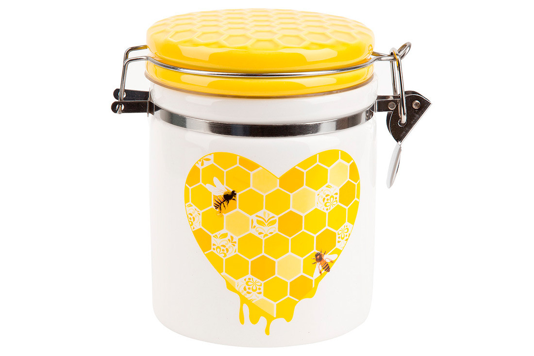 Банка керамічна 650мл з кришкою Honey ТОВАР ВІД ВИРОБНИКА Тренд!