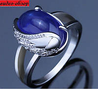 Эксклюзивное синее кольцо в серебре 925 крыло ангела, 18-18,5 р., новое! арт. 4476