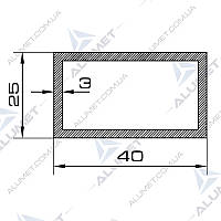 Труба алюмінієва 40х25х3 мм прямокутна без покриття