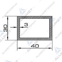 Труба алюмінієва 40х30х3 мм прямокутна без покриття