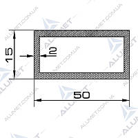 Труба алюмінієва 50х15х2 мм прямокутна без покриття