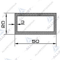 Труба алюмінієва 50х20х3 мм прямокутна без покриття