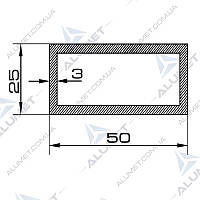 Труба алюмінієва 50х25х3 мм прямокутна без покриття