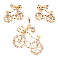 Набір Xuping Позолота 18K Сережки Кулон "Велосипед"