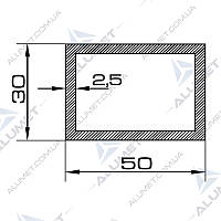 Труба алюмінієва 50х30х2.5 мм прямокутна без покриття