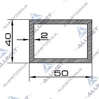 Труба алюминиевая 50х40х2 мм прямоугольная без покрытия