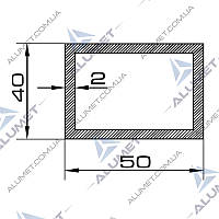 Труба алюмінієва 50х40х2 мм прямокутна без покриття