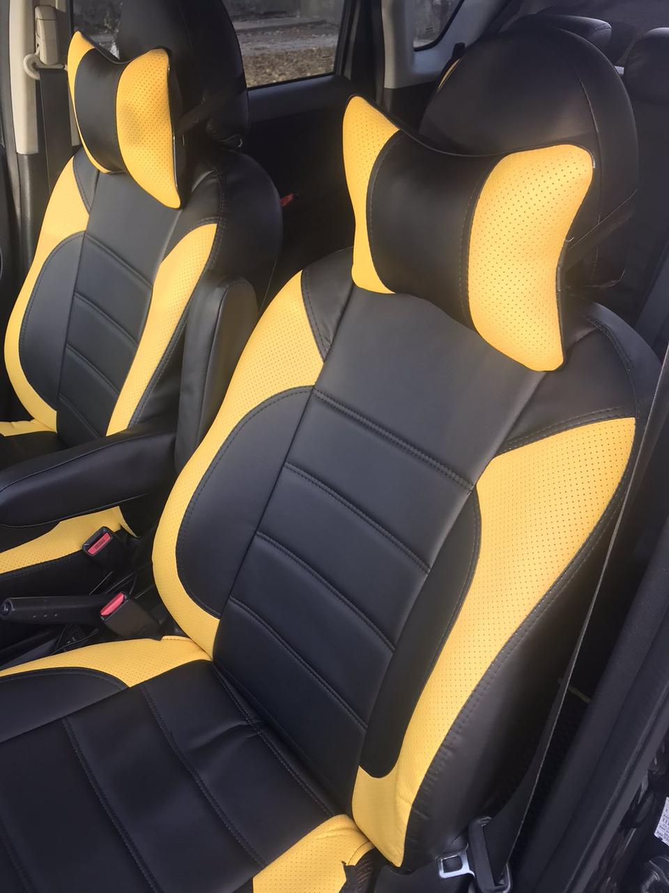 Чохли на сидіння Renault Fluence модельні MAX-L з екошкіри Чорно жовтий