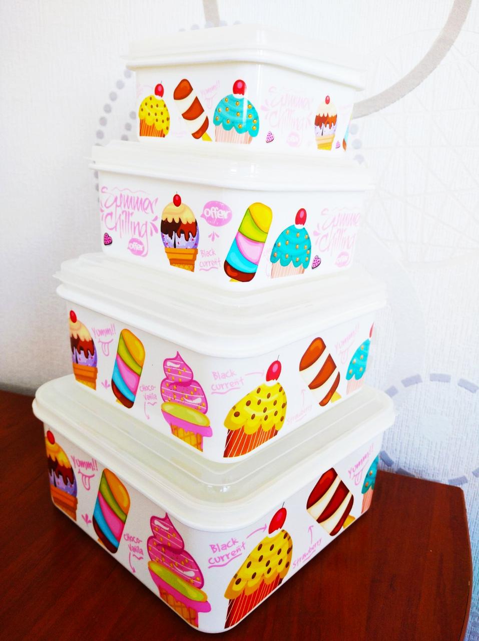 Набір лотків, лоточки, судочки, лоток, судок, контейнер для їжі 4шт, фото 1