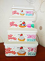 Набір лотків, лоточки, судочки, лоток, судок, контейнер для їжі 4шт | Лотки харчові