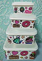 Набір лотків, лоточки, судочки, лоток, судок, контейнер для їжі 4шт | Лотки харчові