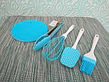 Набір силіконових приладів для кухні (лопатка, віночок, кисть, підставка під гаряче, щипці) |Кухонний посуд|, фото 3