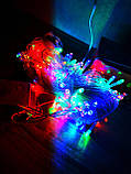 Гірлянда світлодіодна новорічна кольорова 100 LED 6 м | Гірлянда електрична| Новоричнева гірлянда, фото 3