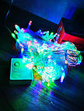 Гірлянда світлодіодна новорічна кольорова 100 LED 6 м | Гірлянда електрична| Новоричнева гірлянда, фото 4