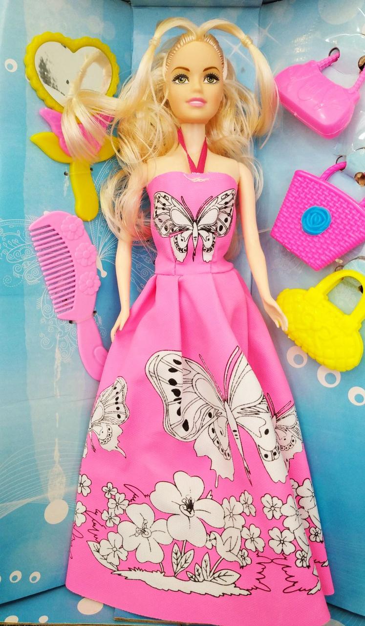 Лялька типу Барбі "Модельєр" 6628-7 | Лялька для творчості "Сукня-розмальовка" | Лялька типу барбі модельєр |, фото 1