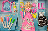 Лялька типу Барбі "Модельєр" 6628-7 | Лялька для творчості "Сукня-розмальовка" | Лялька типу барбі модельєр |, фото 3