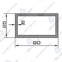 Труба алюмінієва 60х25х2 мм прямокутна без покриття