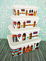 Набір лотків, лоточки, судочки, лоток, судок, контейнер для їжі 4шт | Лотки харчові