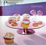 Стійка для торта обертова (скло) ⁇ Крута підставка для тортів 32*7 см ⁇ Поворотний стіл для торта, фото 2