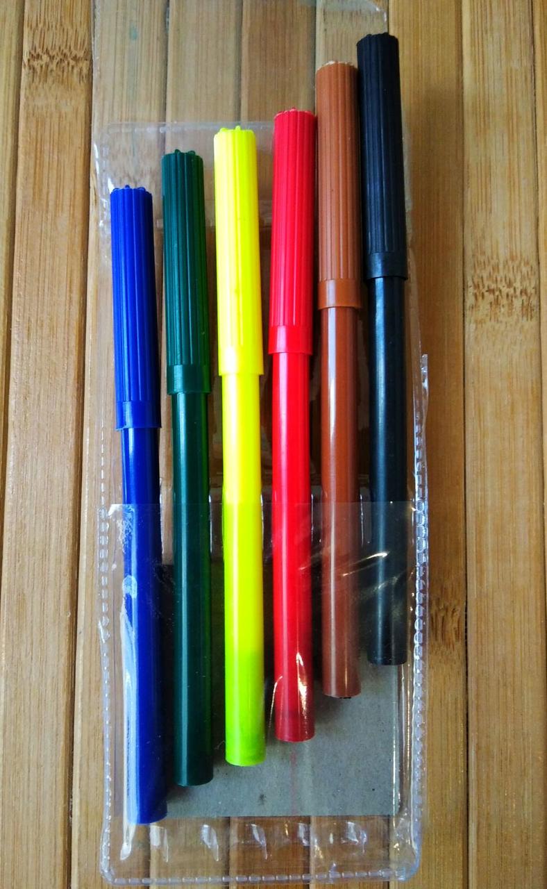 Фломастери 6 кольорів 858 | фломастери шкільні 6 кольорів |, фото 1