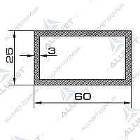 Труба алюминиевая 60х25х3 мм прямоугольная без покрытия
