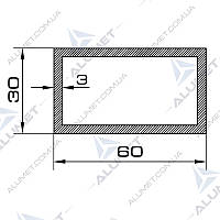 Труба алюминиевая 60х30х3 мм прямоугольная без покрытия