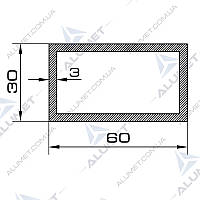Труба алюмінієва 60х30х3 мм прямокутна без покриття