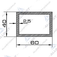 Труба алюмінієва 60х40х2.5 мм прямокутна без покриття